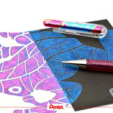 Pentel zselés rollertoll kupakos Dual-Hybrid metál 1,0 mm - zöld + metálcitromsárga